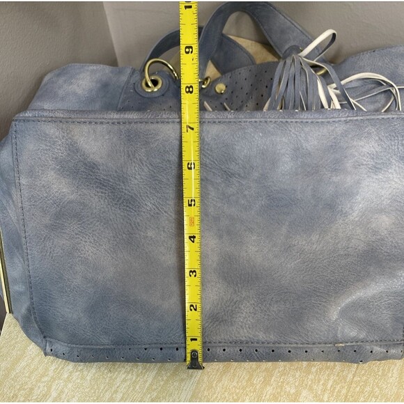 Steve Madden Faux Leather BOHO Style Gray Tote Bag & Purse 14" H x 11" W x 7" D - Picture 10 of 13